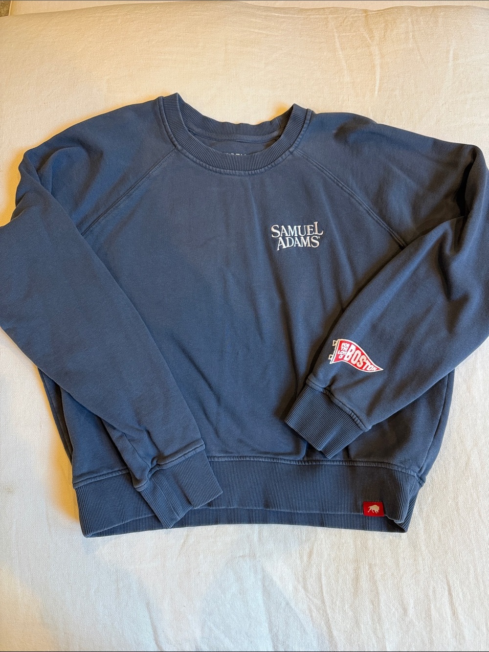 Samuel Adams Women's Navy Cropped Crewneck Sweatshirt